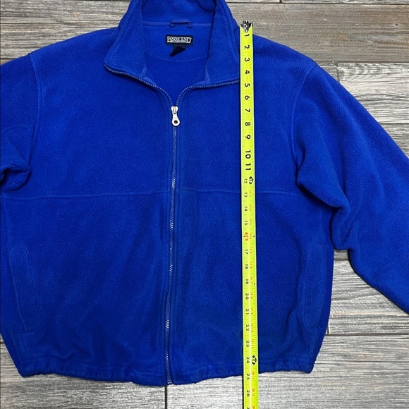 Men’s Large L Women’s Extra Large Lands’ End Blue Fleece Jacket Full Zip Pockets - Picture 12 of 15